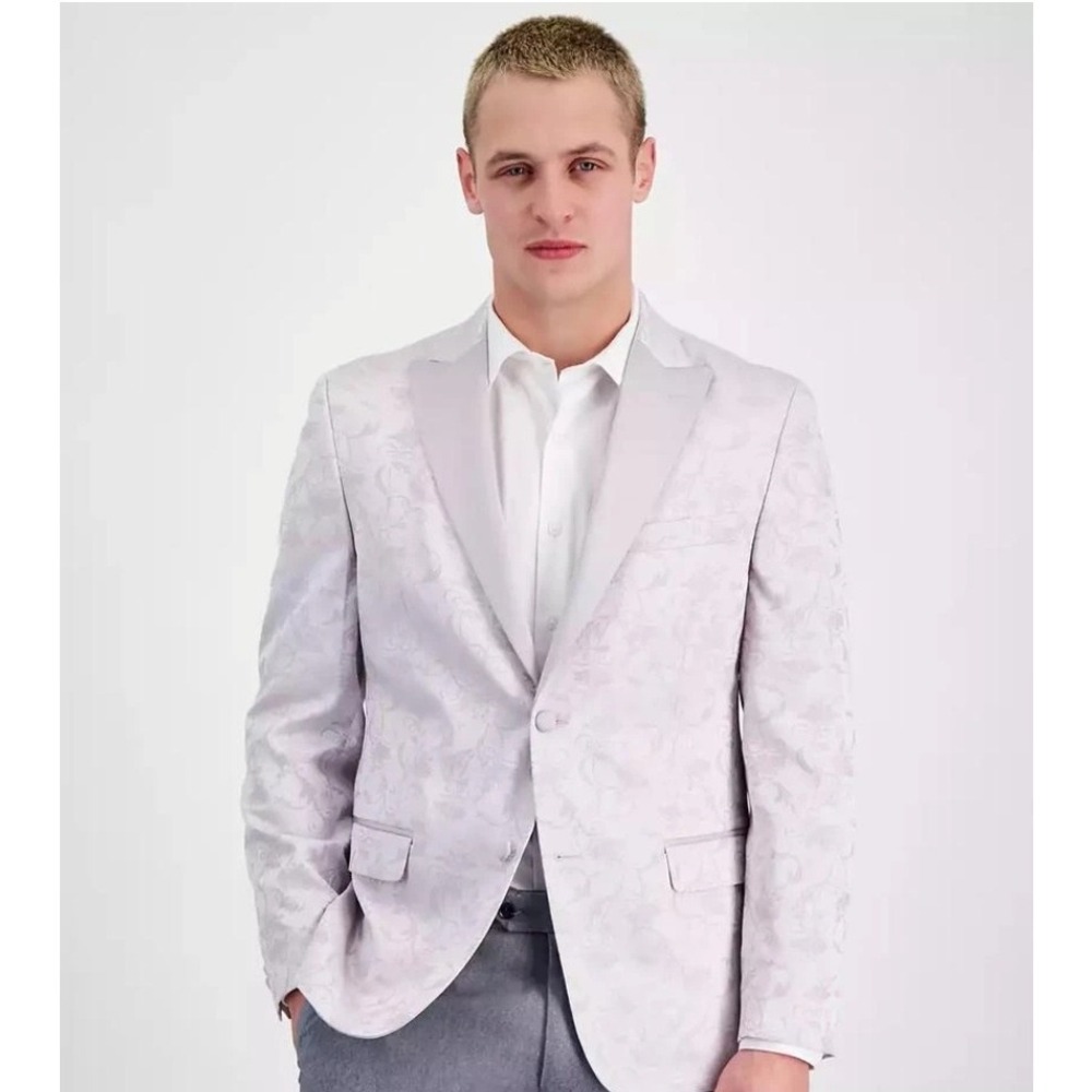 Alfani Men's Slim-Fit Stretch Sheen Floral Evening Blazer Jacket Pastel 42R Prom
